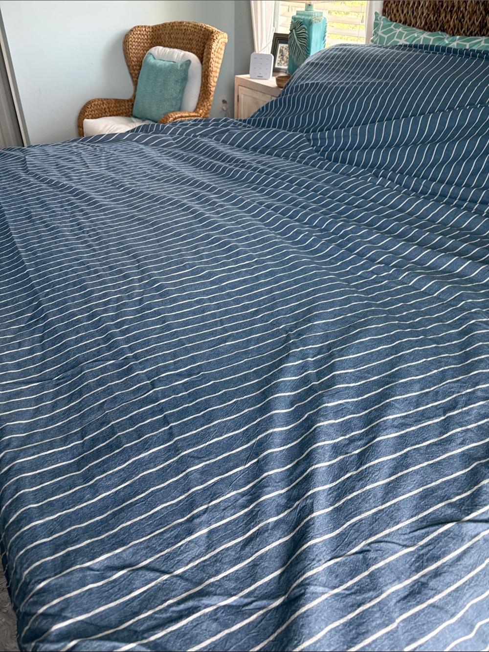 Striped Navy Blue Duvet Cover - Classic Coastal Bedding